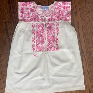 Mi Golondrina pink embroidered top size M